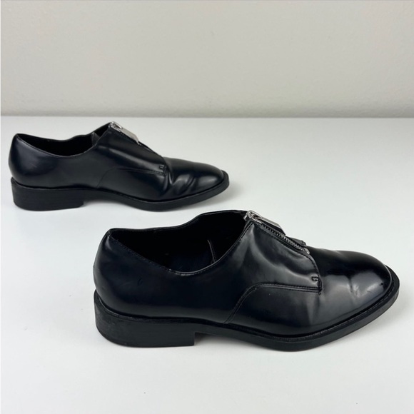 ZARA TRF TRAFALUC Zipped Blucher Vegan Patent Leather Shiny Oxfords Brogues - Picture 6 of 14